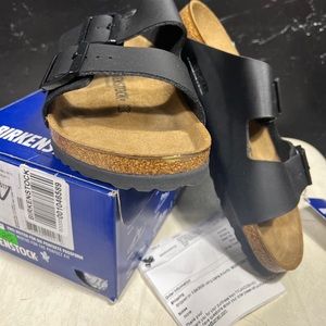NEW Birkenstock Unisex Arizona Regular Fit Black Birko-Flor Sandals 39